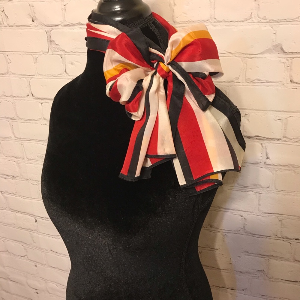 Vintage 80s Echo Striped Silk Scarf